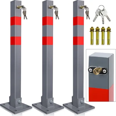 Produktbild von Hebitod Absperrpfosten 3X Parkplatzsperre Klappbar 66cm abschließbar rostfreier