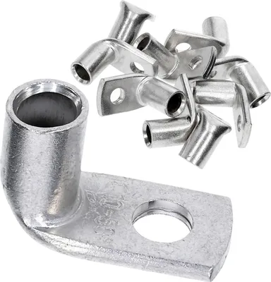 Produktbild von 10 Stück Kalitec KA10-L10 Handelsübliche Rohrkabelschuhe gewinkelt 50mm² M10 I ohne Sichtloch I 90° I  Germany