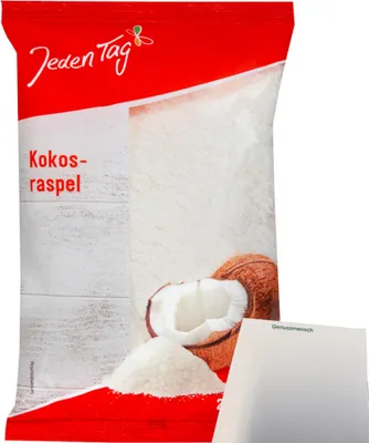 Produktbild von Jeden Tag Kokosraspeln (200g Beutel) + usy Block