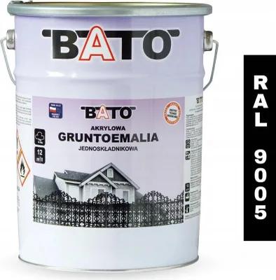 Zdjęcie produktu dla Gruntoemalia akrylowa jednoskładnikowa farba BATO RAL 9005 CZARNA 5L