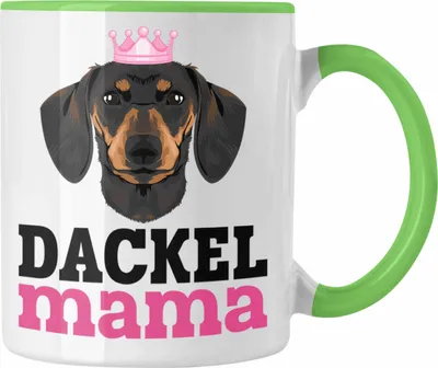 Produktbild von Trendation - Dackel Tasse Geschenke Dachshund Rauhaardackel Lustig Dackel Mama (Grün)