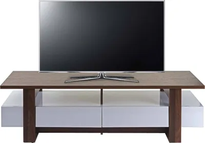 Image de Rack TV HWC-B51, Table de télévision Armoire basse, structure 3D aspect noyer brillant 46x150x45cm
