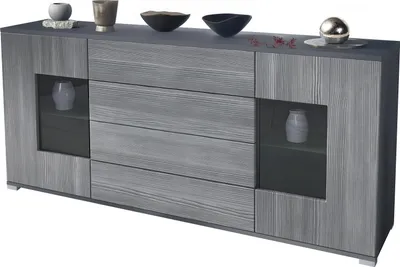 Produktbild von Vladon Sideboard Grömitz V2, Kommode mit 2 großen Türen und 4 Schubladen, Anthrazit matt/Avola-Anthrazit (166,5 x 75,5 x 35)