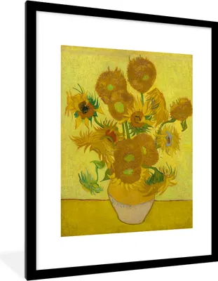 Produktbild von MuchoWow® MuchoWow® Gerahmtes Poster Sonnenblumen - Vincent van Gogh 60x80 cm - Poster mit zchwarzem Bilderrahmen - Wohnzimmer - Dekorationen - Prämie