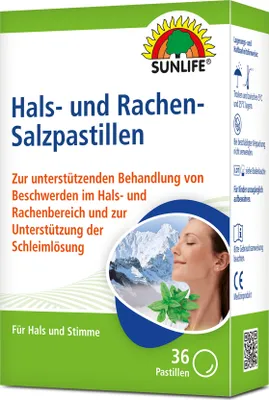 Produktbild von SUNLIFE® Hals- und Rachen- Salzpastillen 36 Stk Halsschmerzen Rachen Hustenreiz Schleimlösung Stimmbelastung