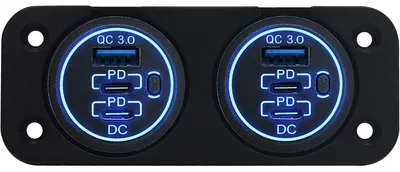 Produktbild von ProRide 12V USB/USB-C 6-Ports Ladegerät mit Schalter, QC3.0, Blau
