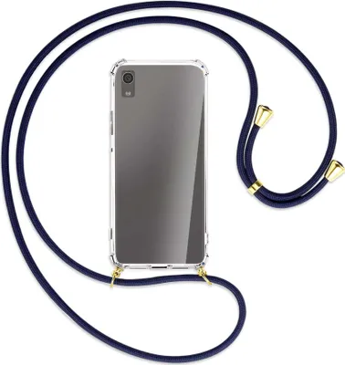 Produktbild von Handykette Backcover-Schutzhülle mit Band (Metall goldfarben) für Sony Xperia XA1 - dunkelblau