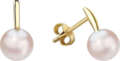 Produktbild von V Ohrstecker 375/- Gold 1,3cm gelb Süßwasserzuchtperle weiß 341320022-2