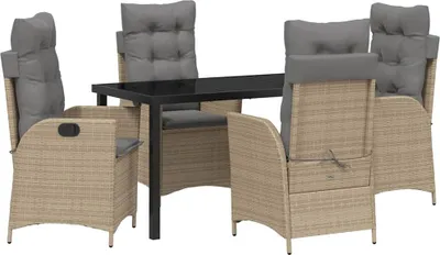 Produktbild von "WINTER SALE" Garten Essgruppe - elegantes Design - Sitzgruppe/Tisch+ Stuhl - mit Kissen 5 pcs Beige Poly-Rattan - Terassenmöbel NeuMöbel643753
