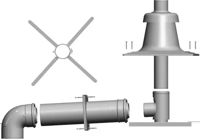 Diagram showing parts of a plumbing system connection.