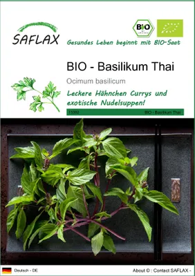 Produktbild von SAFLAX - BIO - Basilikum Thai - Ocimum basilicum - 250 Samen