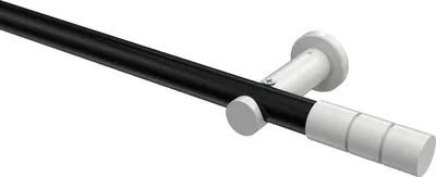 Produktbild von Interdeco Gardinenstange / Vorhangstange Schwarz / Weiß, Typ Platon Elanto (Rillenzylinder) ohne Ringe, 20 mm Ø 1-läufig, 120 cm