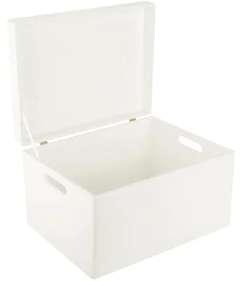Productafbeelding van Creative Deco XXL Witte Houten Doos met Deksel Opbergdoos, 40 x 30 x 24 cm
