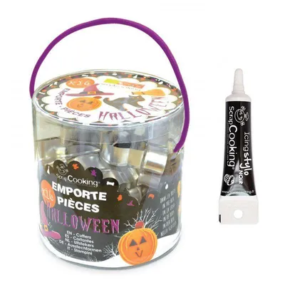 Produktbild von 16 Ausstechformen und Icing schwarzen Stift - Halloween