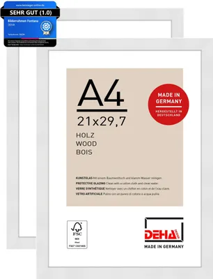 Produktbild von DEHA Design Bilderrahmen Fontana (2er Set), A4 21x29,7 cm, Holz Weiß