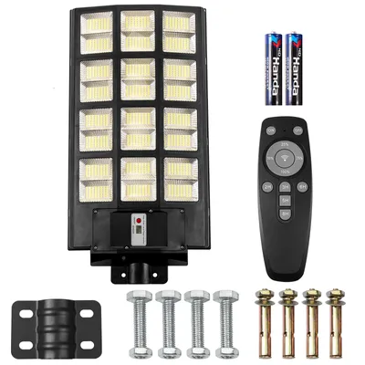 Produktbild von Solar Straßenlaterne Straßenlampe Outdoor Wandleuchte Led Solarlampen Für Außen Mit Bewegungsmelder Fernbedienung 80000lm, 1152Leds, Kaltesweiß 6500k