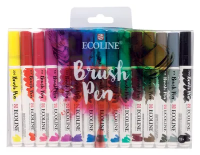 Produktbild von Talens Ecoline, 1 Stück(e), Schwarz, Blau, Braun, Grün, Grau, Orange, Rot, Sepia, Violett, Gelb, Mehrfarbig, Weiß, Rund, Tinte auf Wasserbasis, Sichtverpackung