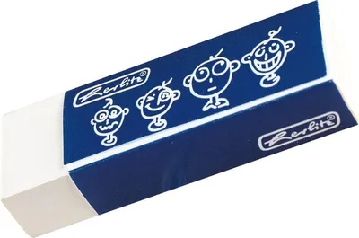 Produktbild von Radiergummi Kautschuk weiß mit blauer Schiebehülse Packung mit 6 Stück