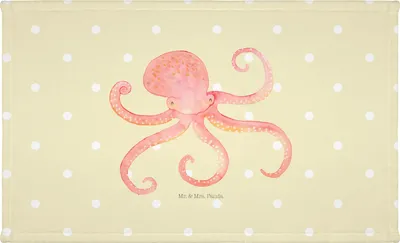 Produktbild von Mr. & Mrs. Panda Handtuch Tintenfisch - Gelb Pastell - Geschenk, Krake, Frotteehandtuch, Ozean, Lustige Sprüche, baumwolle, Flauschtuch, Wasser, 50x100, Meerestier, Meer