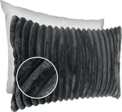 Produktbild von Dekokissen LILLI BIG CORD Velour mit Reißverschluss 30x50cm Einfarbig UNI Grau Sofakissen pflegeleicht
