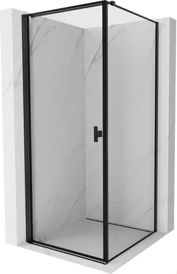 Produktbild von Mexen Mist-B Duschkabine, Schwingtür links 90 x 90 cm, schwarzer Rahmen, schwarz - 8A2T-090-090-70-70-L