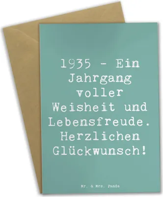 Produktbild von Mr. & Mrs. Panda Klappkarte Spruch 1935 Geburtstag - Meeresbrise - Geschenk, Jahrgang, Alter, Weisheit, Geburtstagsgeschenk, osterkarte, Jahrgangsehre, Glückwunschkarte
