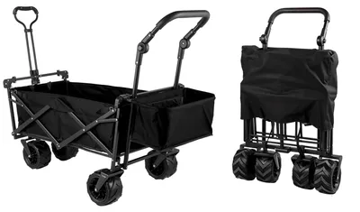 Obrázok produktu pre Robustný vozík – Skladací vozík na prepravu – Nosnosť 100 kg – Čierna farba