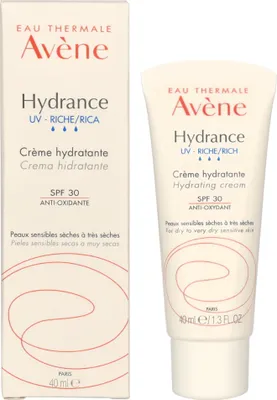 Produktbild von Avene Hydrance UV RICH, Tagescreme, Frauen, Mischhaut, trockene Haut, normale Haut, Empflindliche Haut, Sehr trockene Haut, Gesicht, Feuchtigkeitsspendend, Feuchtigkeitsspendend, Schutz, Weichmachend, 40 ml