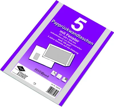 Produktbild von 5 Papprückwand Versandtaschen DIN C4 mit Fenster