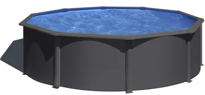 Produktbild von GRE Runder Stahlwandpool mit Anthrazitoptik KIT460GY – Ø 460 x 120 cm, Komplettset