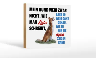 Produktbild von Holzschild Spruch 18x12cm mein Hund weiß zwar Hundeliebe