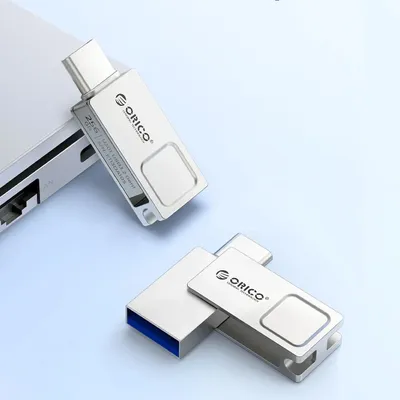 Produktbild von Orico U301 USB-Stick USB-C USB-A USB 3.2 Gen 1 Silber 64 GB