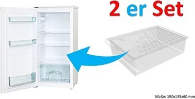 Produktbild von 2er-Set Durchsichte Kühlschrank Organizer Aufbewahrungsbox aus Kunststoff BPA-frei,- Behälter, Boxen zur Aufbewahrung von Lebensmitteln - Stapelbare Eisschrank Küchen Ablagen für Fleisch, Kleine Gewürze, Babynahrung oder Milch, Gemüse, Milchprodukte und Mehr!,Kühlschrank,Schublade,Zubehör für Kühlschrank