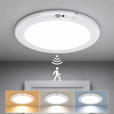 Produktbild von Led Deckenlampe mit Bewegungsmelder, Kabellos Decke Lampe innen für Badezimmer Küche Wohnzimmer Keller Schlafzimmer Flur Balkon Garage, Ø19cm