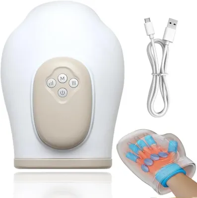 Produktbild von Comfytemp Intelligentes Handmassagegerät elektrisch mit Wärmefunktion – 5 Modi Luftdruckmassage für Hände & Handgelenke, Kabellos für Büro
