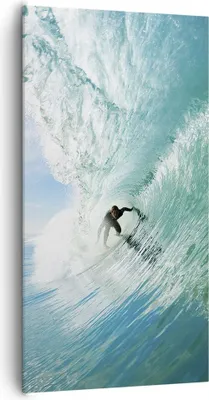 Produktbild von Bild auf Leinwand - Leinwandbild - Abenteuer surfer welle ozean - 65x120cm - Wand Bild - Wanddeko - Leinwanddruck - Bilder - Kunstdruck - Wanddekoration - Leinwand bilder - Wandkunst - PA65x120-2541