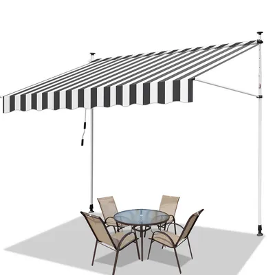 Produktbild von Jopassy Markise Klemmmarkise Höhenverstellbare Balkonmarkise Sonnenschutz Markise ohne Bohren für Terrasse Balkon 300cm Weiß Grau