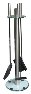 Produktbild von Alpertec Kamingarnitur 3-teilig, Edelstahl mit Glasboden