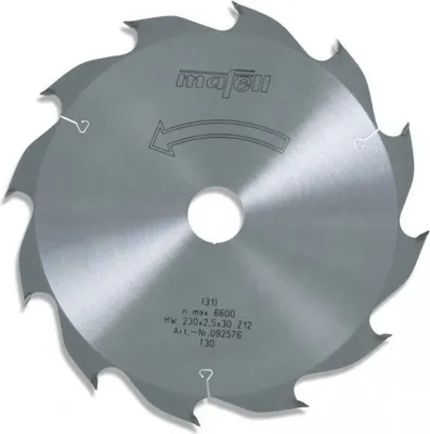 Produktbild von MAFELL Hartmetall-Sägeblatt 12 Zähne wechselseitig verzahnt 230x1.8 / 2.5x30 mm - 092576