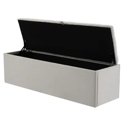Produktbild von Polsterbank, Leinen,141*41.5*47cm(L*W*H),Gepolsterte Sitzbank, Betthocker, Bank mit Stauraum, Hellgrau