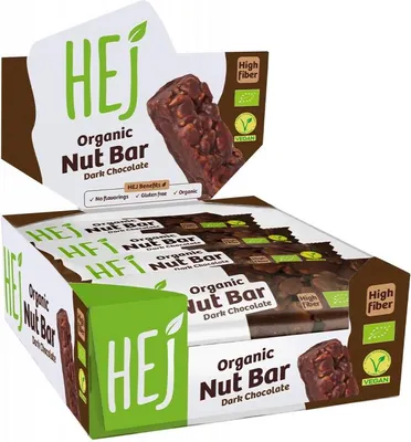 Produktbild von HEJ Natural Organic Nut Bar (12x40g) Dark Chocolate - Riegel - Energie-Riegel