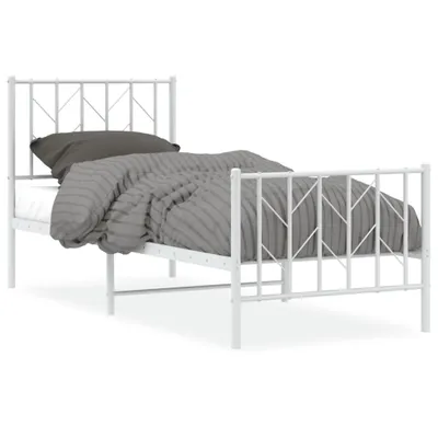 Produktbild von Bettgestell mit Kopf- und Fußteil Metall Weiß 75x190 cm