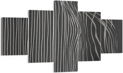 Produktbild von Bild auf Leinwand - Leinwandbild - 5 Teile - Abstraktion Streifen Schwarz und Weiß - 125x70cm Wand Bild Wanddeko Wandbilder Leinwanddruck Bilder Wanddekoration Leinwand bilder EA125x70-4152