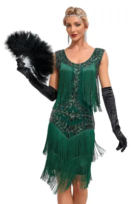 Produktbild von Viloree VILOREE Retro 1920er Damen Flapper Kleider voller Pailletten V-Ausschnit