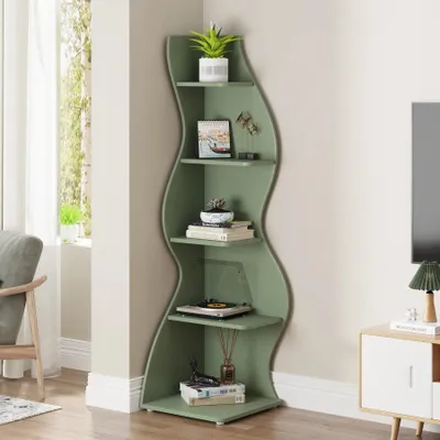 Zdjęcie produktu dla Półka narożna, półki regulowane, minimalistyczny, nowoczesny styl, kolor zielony
