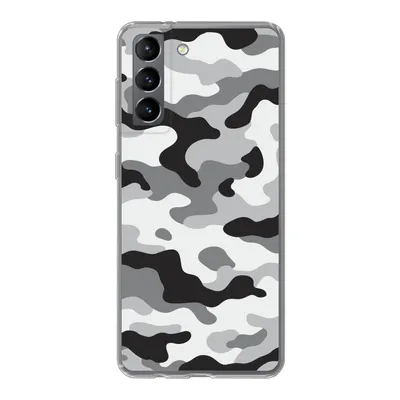 Produktbild von MuchoWow® Handyhülle Schutzhülle Hülle für Samsung Galaxy S21 Schwarz-weißes Camouflage-Muster Silikon Softcase Handy Hülle - Softcase