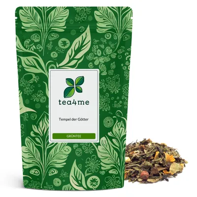 Produktbild von tea4me Grüntee Tempel der Götter mit Lychee-Pfirsich-Geschmack