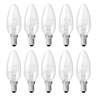 Produktbild von 10 x Leuci Glühbirne Kerze 60W E14 klar Glühlampe 60 Watt Glühbirnen Glühlampen Kerzen