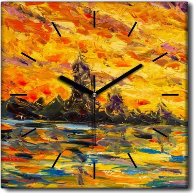 Produktbild von Coloray Uhr auf Leinwand 30x30 cm Wand Uhr Dekoration Wohnzimmer Segeltuch schwarze Hände -Herbstabstraktion.