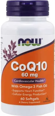 Produktbild von Now Foods - Coenzym Coq10 60 mg mit Omega-3 - 60 Kapseln